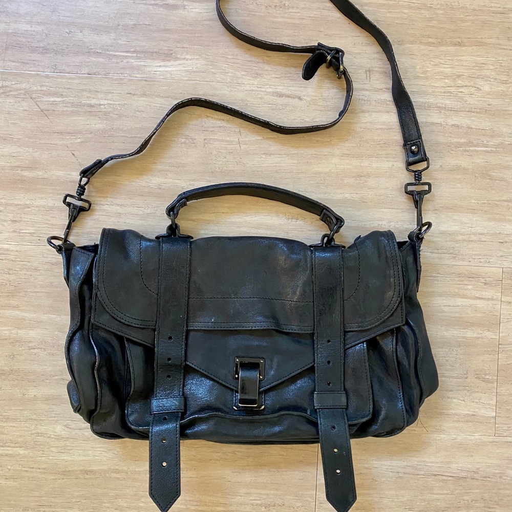 Proenza Schouler Black Medium PS1 Leather Satchel